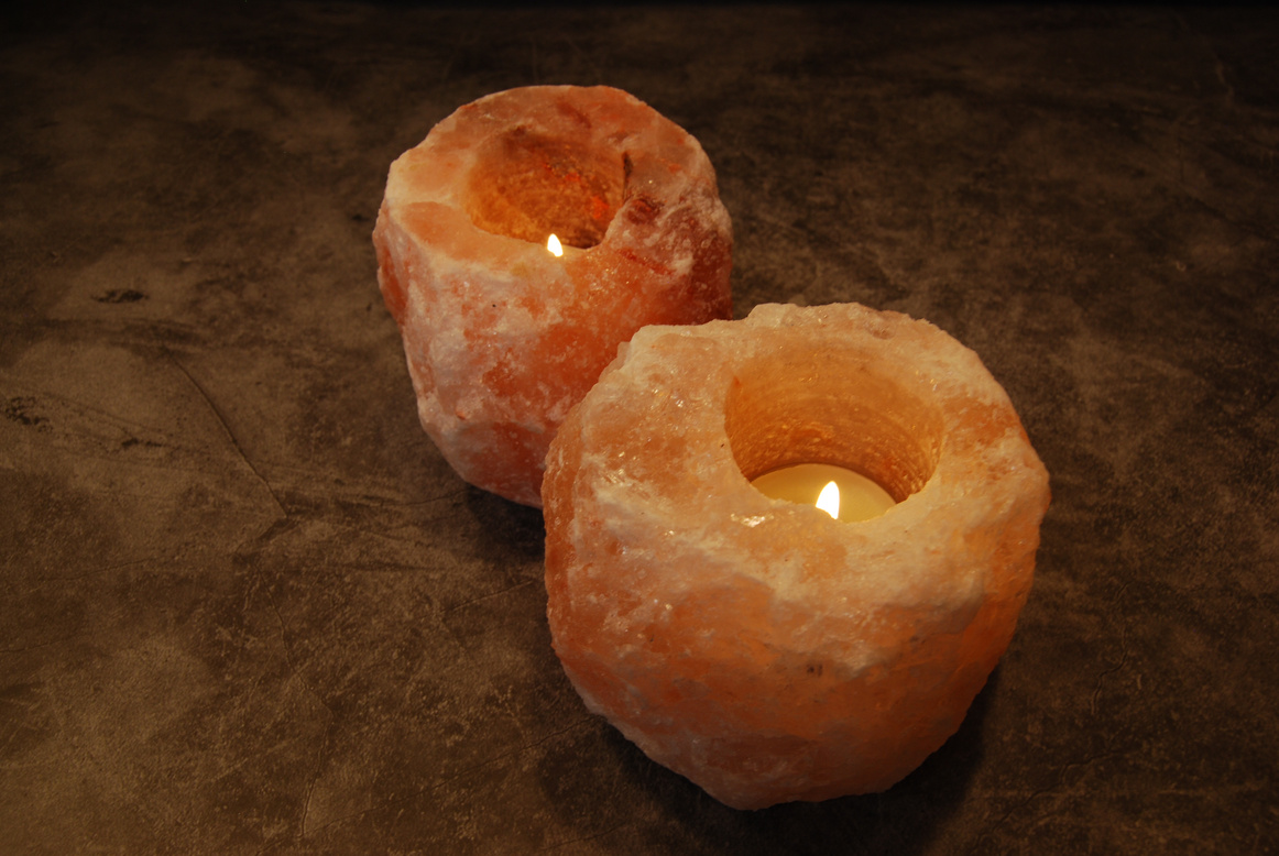 Lit Himalayan Salt Candles